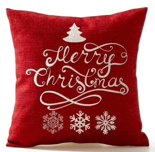 Holiday Cotton Linen Santa Snowflake Elk Decorative Throw Pillow