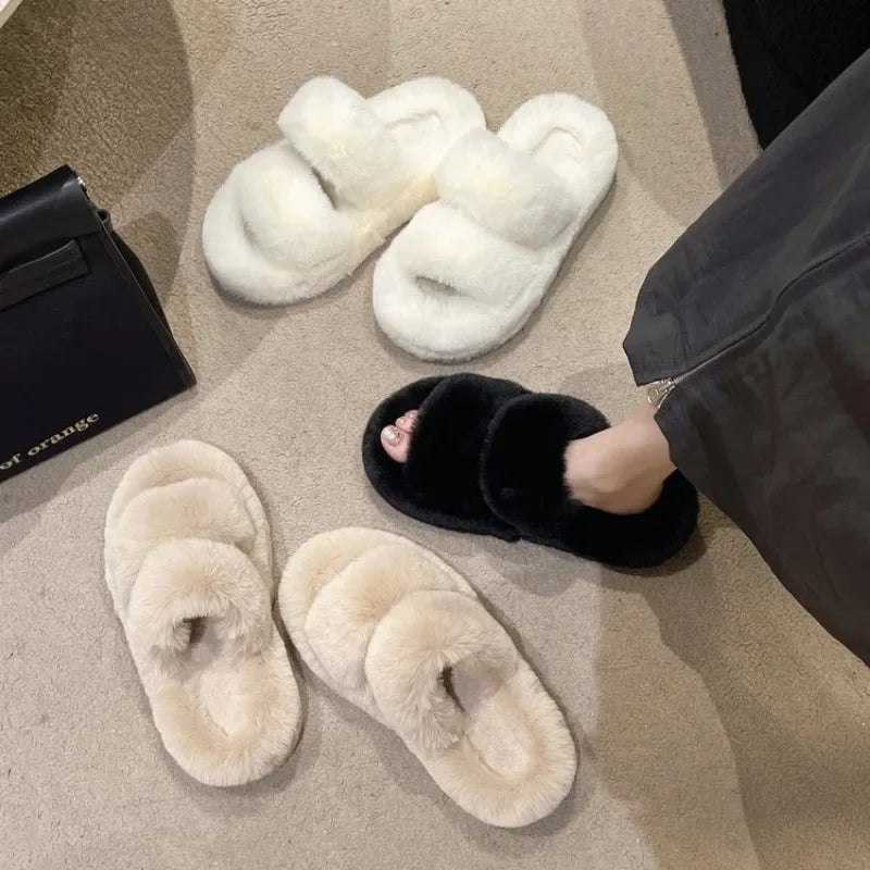 2025 Plush Fur Winter Slippers