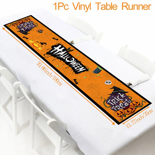 Halloween Decorations Table Runner For Home Pumpkin Bat Flag Cloth