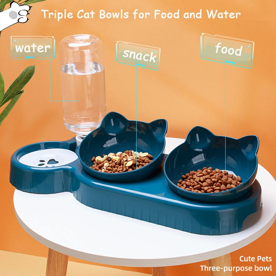 TrioFeeder: Automatic 2-in-1 Cat Bowl Set