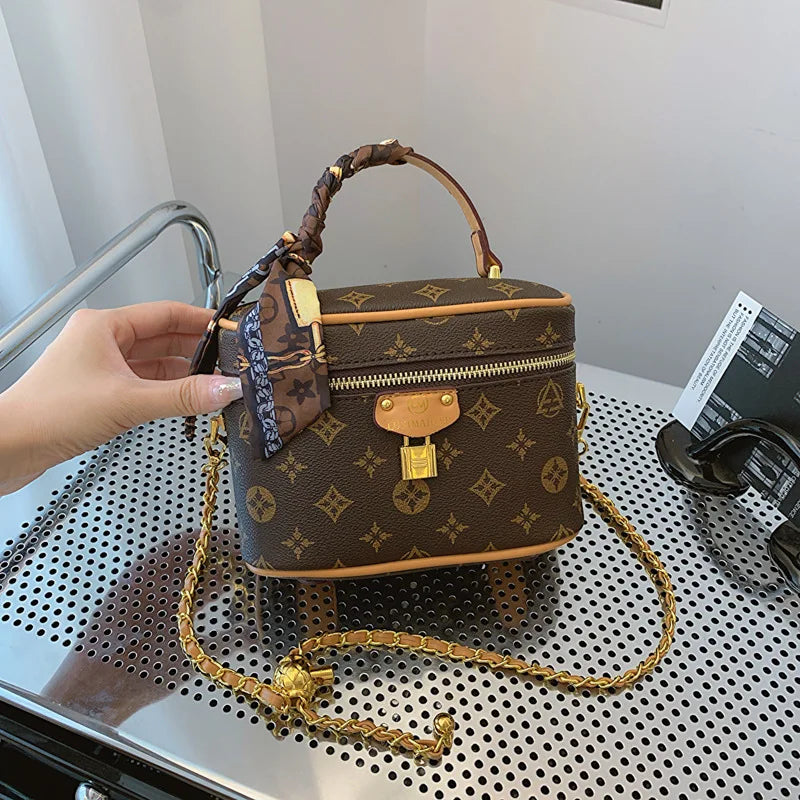 2025 Vintage LV Print Small Square Crossbody Bag for Women