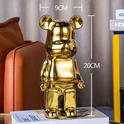 2024 Resin Bear Sculpture | Bold Water Transfer Print Decor for Living Room