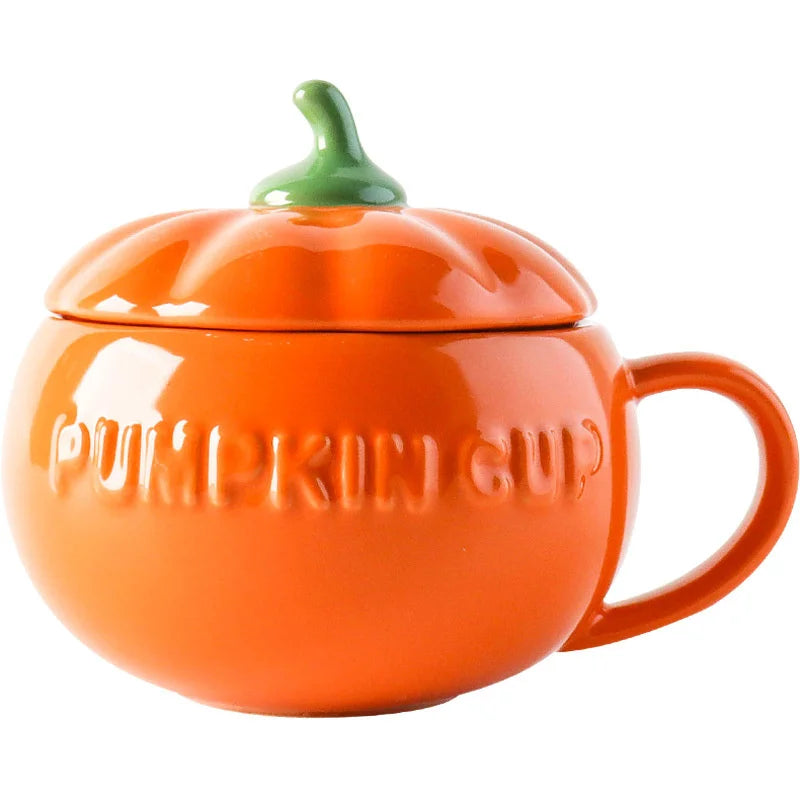 2025 Halloween Creative Pumpkin Mug Ceramic Cup With Spoon Soup Mug With