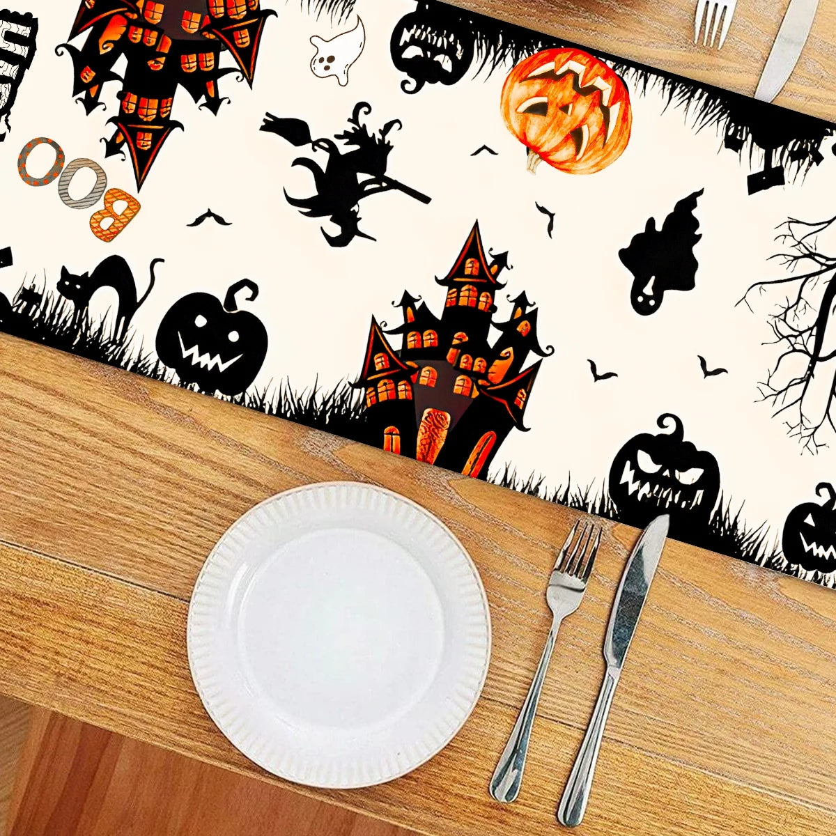 Halloween Table Runner Happy Halloween Party Decorations For Home 2024