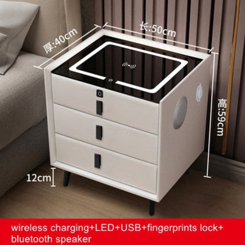 Smart Bedside Table with Wireless USB Charging Creative