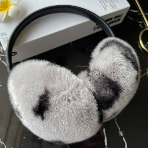 Women's Real Rex Rabbit Fur Earmuffs - Soft & Warm Winter Headgear