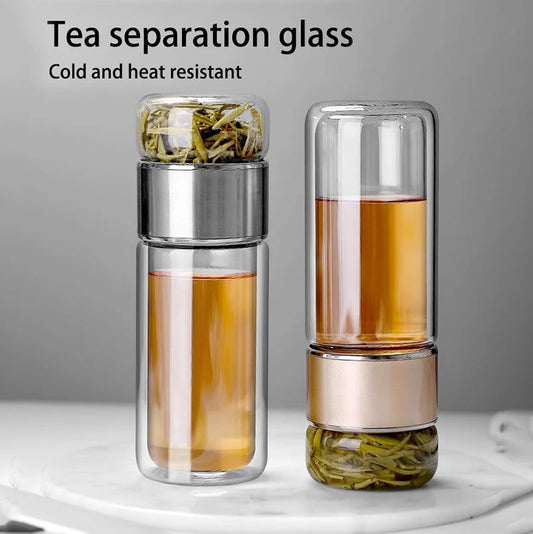 Tea Water Bottle High Borosilicate Glass Double Layer Tea Water Cup 2024