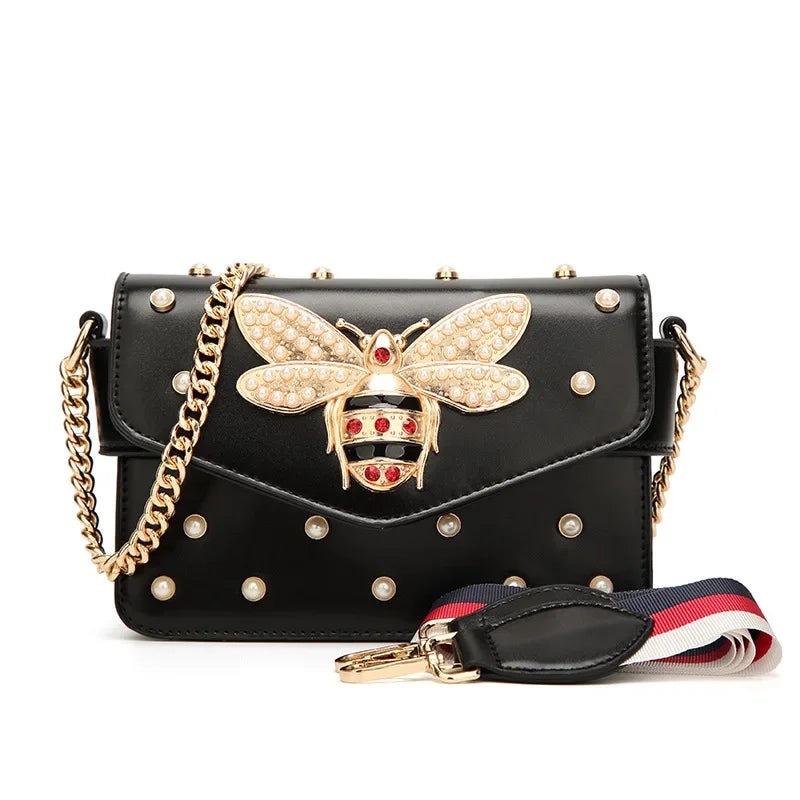 2025 Women's Spliced Bee Shoulder Bag