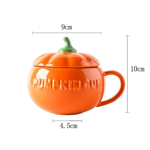 2025 Halloween Creative Pumpkin Mug Ceramic Cup With Spoon Soup Mug With