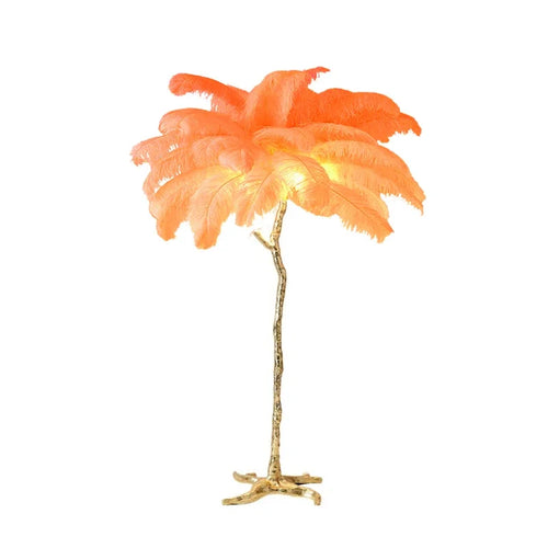 Nordic Ostrich Feather Led Floor Lamp Copper Resin 2024