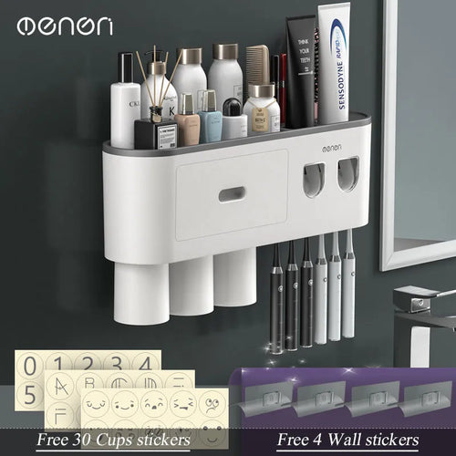 MENGNI-Magnetic Adsorption Inverted Toothbrush Holder Wall -Automatic 2024