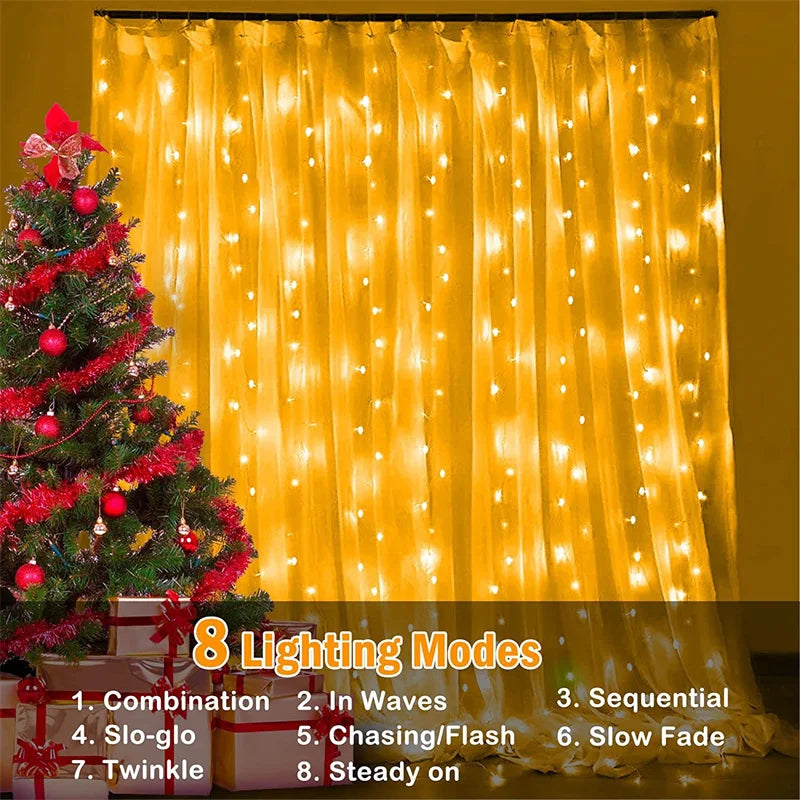 Solar LED Curtain Light Outdoor Garland Solar Fairy String Light