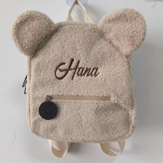 2024 Cute Bear Plush Backpack | Embroidered Name Autumn Winter Kids Outdoor