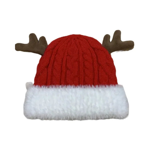 Cozy Knitted Reindeer Antler Christmas Hat