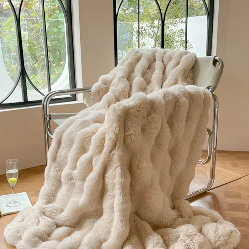 2024 Double-Sided Faux Fur Plush Blanket | Warm Winter Throw for Bed