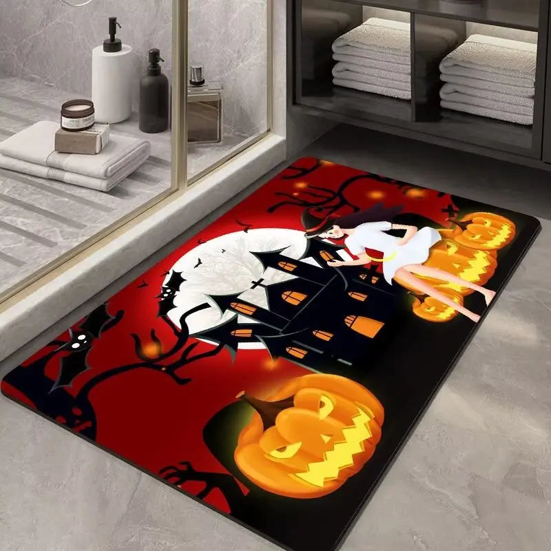 VIKAMA Halloween Mat For The Entrance Door Crystal Velvet Halloween 2024