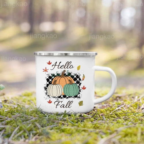 2025 It's Fall Y'all Pumpkin Print Mug Coffee Cup Thanksgiving / Halloween Party Juice