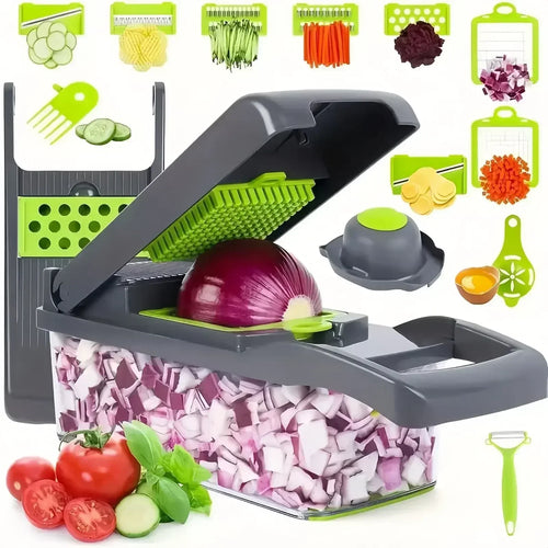 Multifunctional Vegetable Slicer & Dicer, 14/16-in-1 Kitchen Food Chopper with Handle 2025