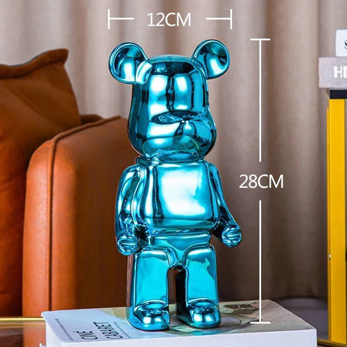 2024 Resin Bear Sculpture | Bold Water Transfer Print Decor for Living Room