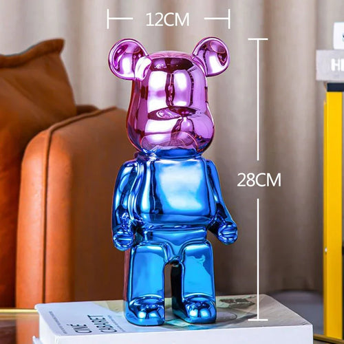 2024 Resin Bear Sculpture | Bold Water Transfer Print Decor for Living Room