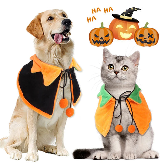 Halloween Pumpkin Pet Cape for Cats and Dogs 2025