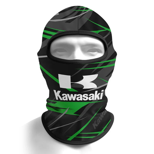 Kawasaki Motorcycle Ice Silk Head Cover – UV Protection Sunscreen Mask