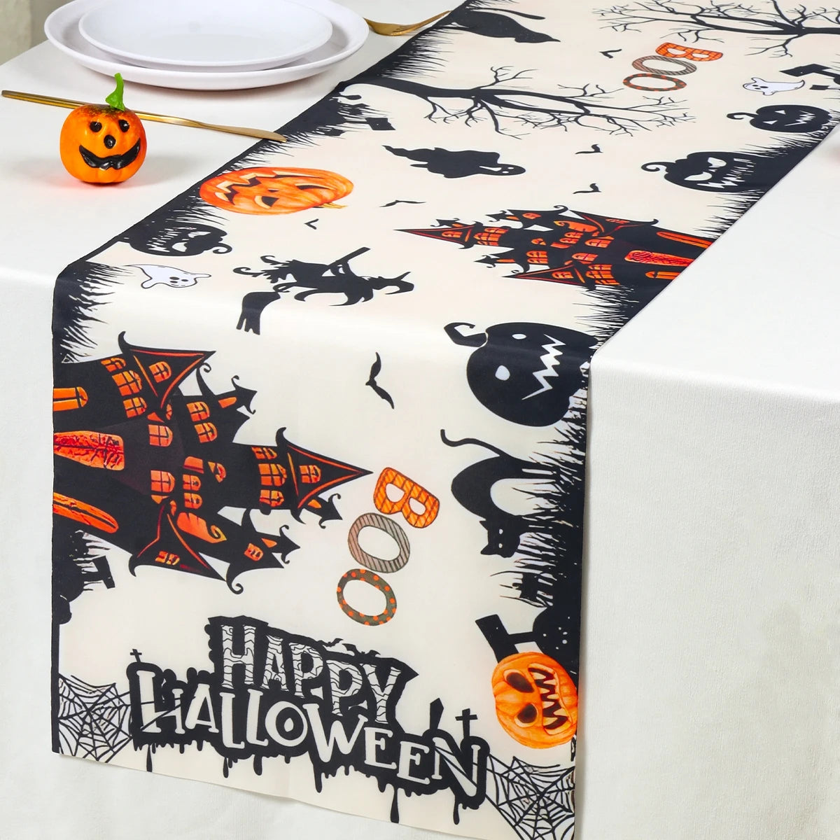 Halloween Table Runner Happy Halloween Party Decorations For Home 2024