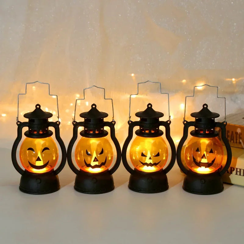 1-10PCS Halloween Ghost Face Pumpkin Lamp Portable Pumpkin Lamp Skull