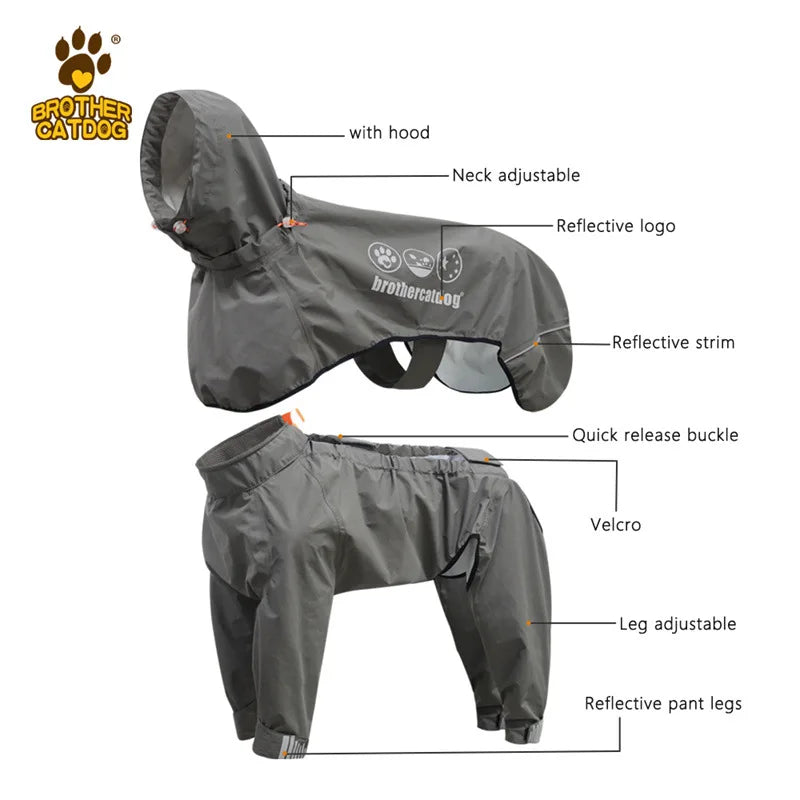 All-Weather Adjustable Dog Raincoat with Integrated Hood