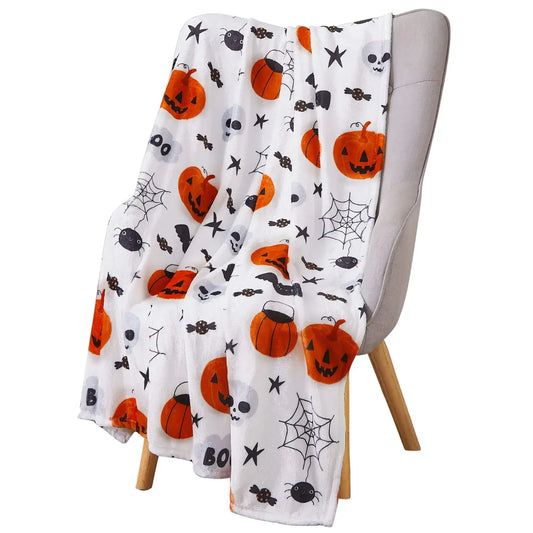 Halloween Throw Blanket Lantern Pumpkins with for Sofa Bed Couch Chair