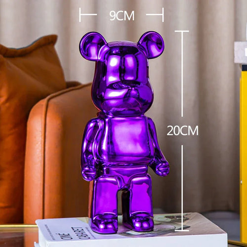 2024 Resin Bear Sculpture | Bold Water Transfer Print Decor for Living Room