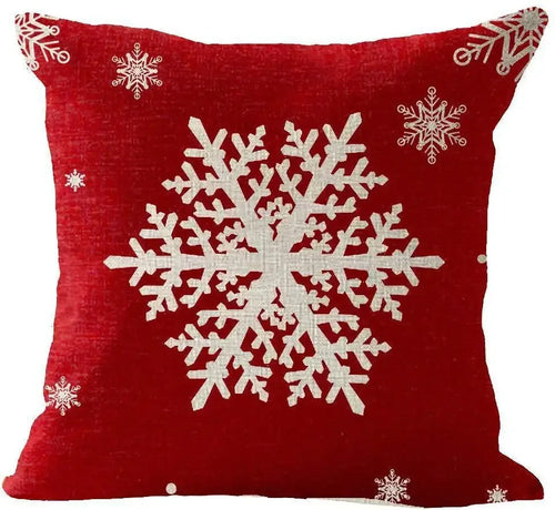 Holiday Cotton Linen Santa Snowflake Elk Decorative Throw Pillow