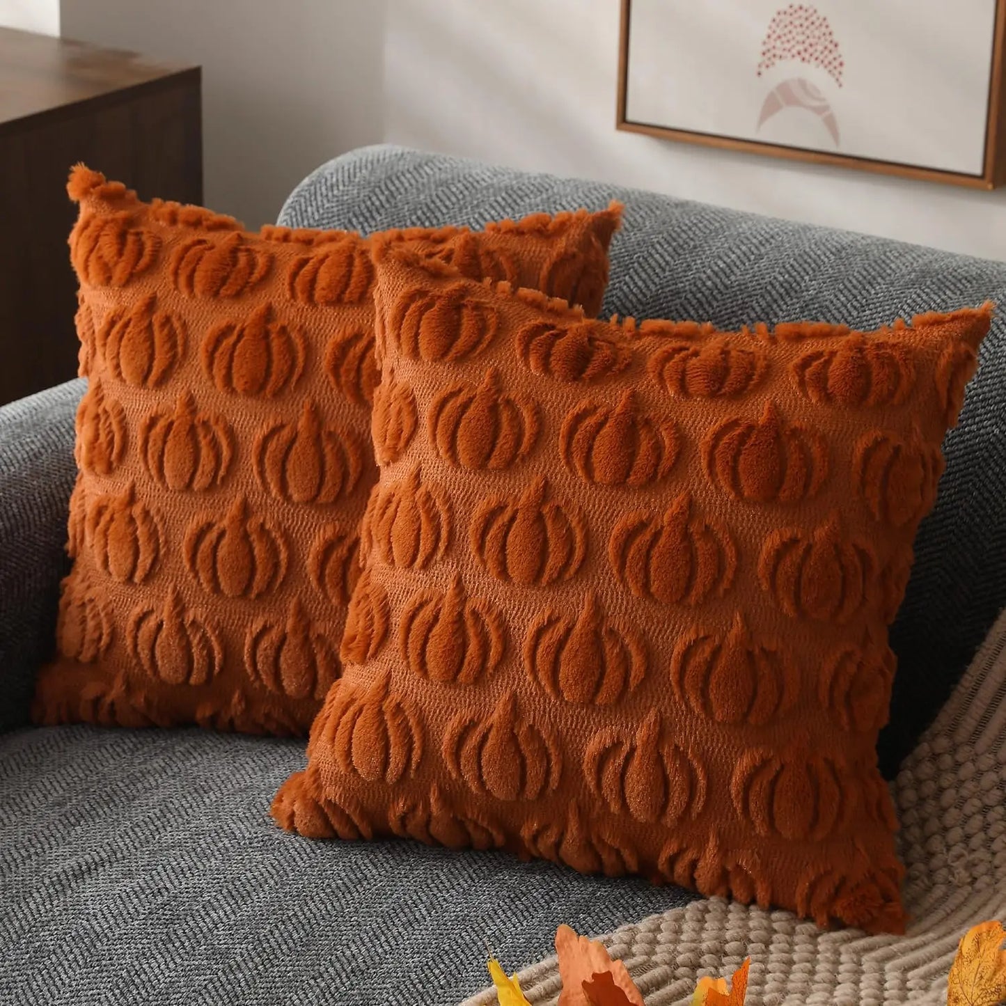 2025 Fall Pillow Covers Fall Decorations Autumn Rust Pumpkin Throw Pillow