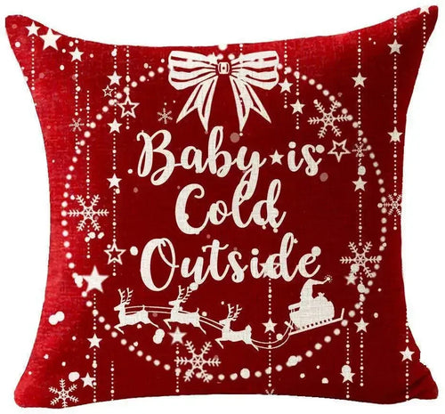 Holiday Cotton Linen Santa Snowflake Elk Decorative Throw Pillow