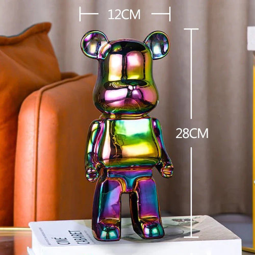 2024 Resin Bear Sculpture | Bold Water Transfer Print Decor for Living Room