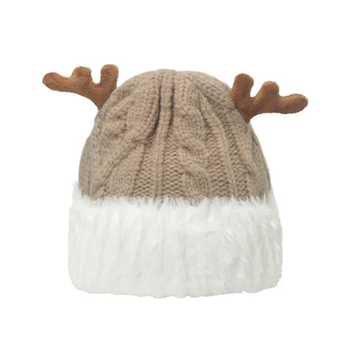 Cozy Knitted Reindeer Antler Christmas Hat