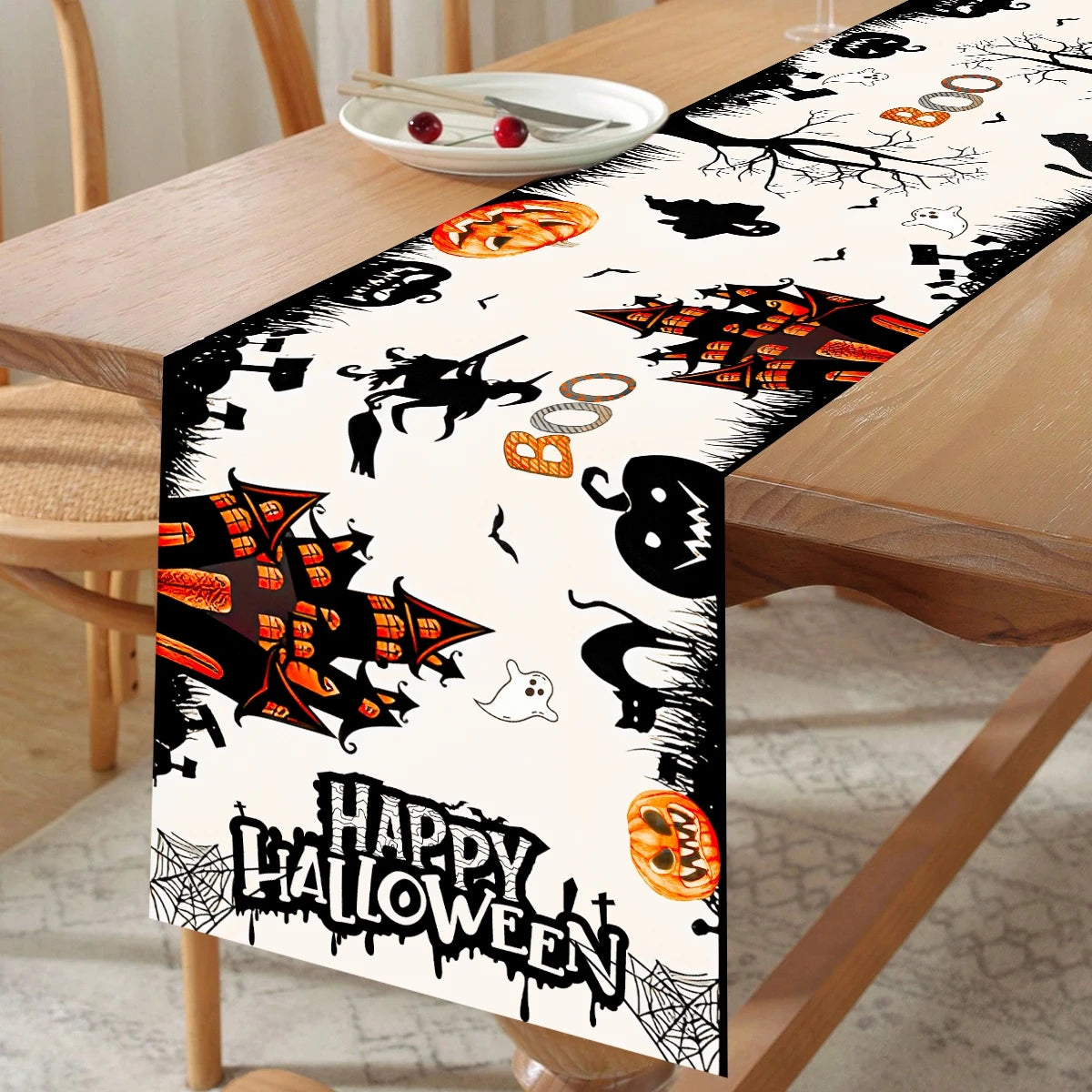 Halloween Table Runner Happy Halloween Party Decorations For Home 2024