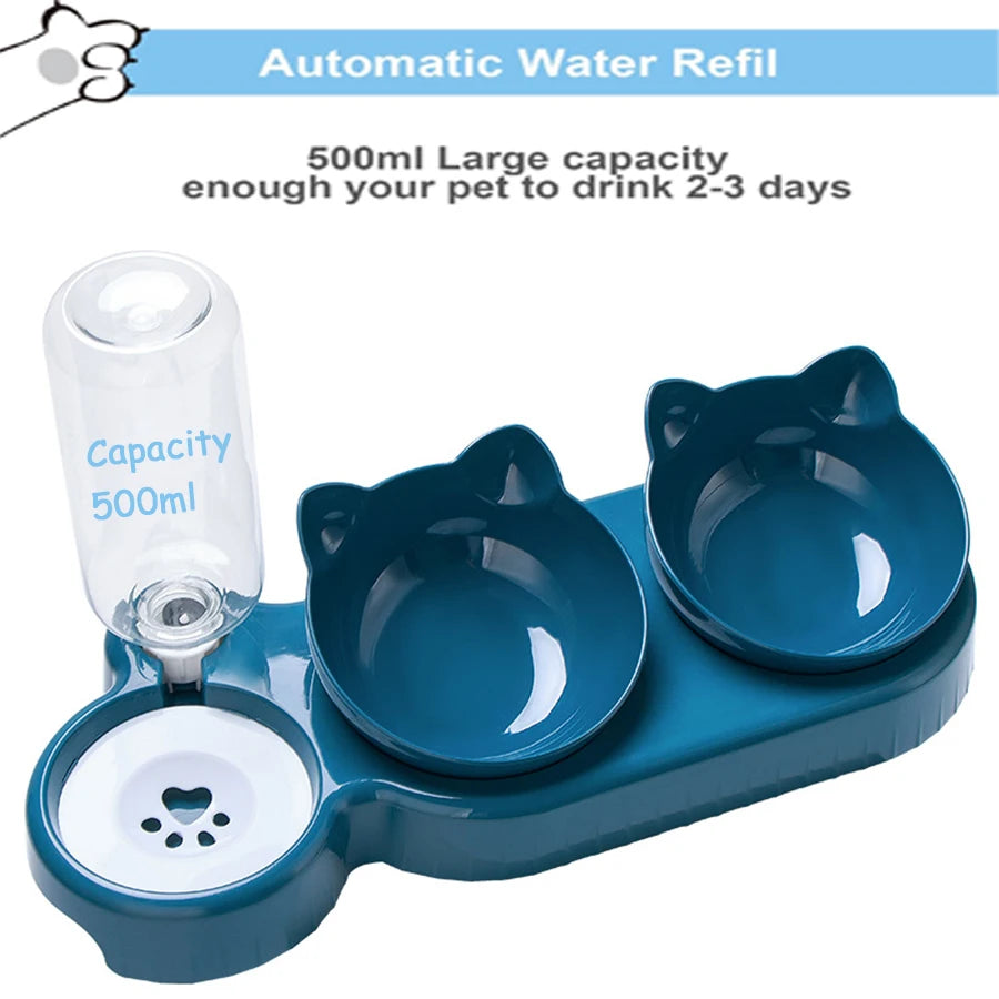 TrioFeeder: Automatic 2-in-1 Cat Bowl Set