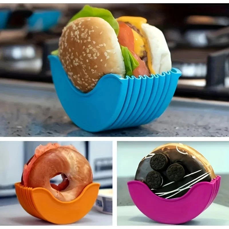 4pcs Retractable Hamburger Holders Hamburger Fixed Box Sandwich Burger