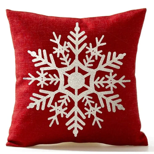 Holiday Cotton Linen Santa Snowflake Elk Decorative Throw Pillow