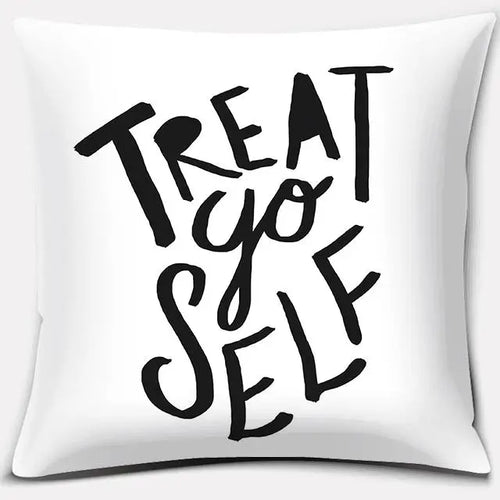 Black and White English Sentence Square Home Decoration Pillowcase