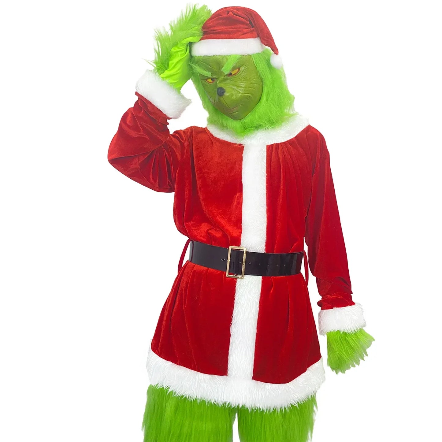 Grinch-Inspired Holiday Mischief Costume – Full Set for Halloween & Christmas