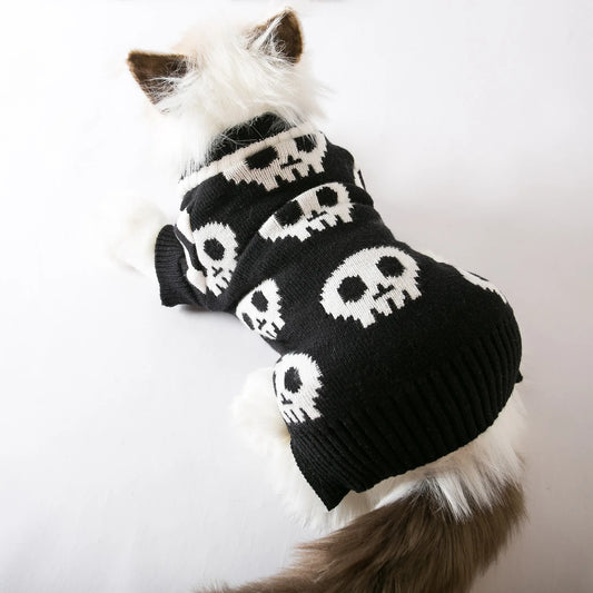 Winter Pet Halloween Skull Sweater