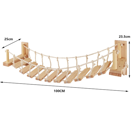 Cat Wall Bridge and Wooden Climbing Shelves