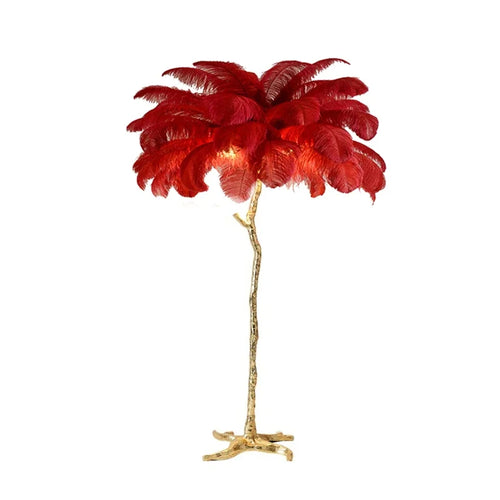 Nordic Ostrich Feather Led Floor Lamp Copper Resin 2024