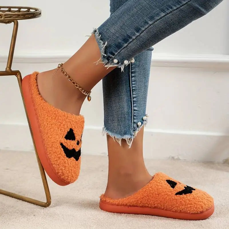 2025 Cozy Halloween Fuzzy Slippers - Closed Toe Soft Sole