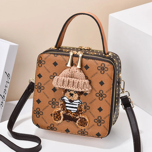 2025 Retro Female Shoulder Bag PU Leather Printing Small Handbag