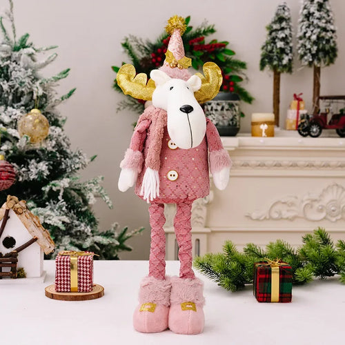 2024 Christmas Pink Santa Claus Snowman Reindeer Telescopic Doll Merry