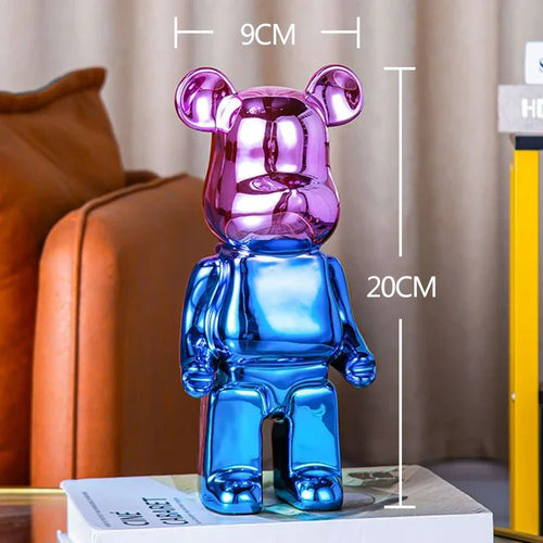 2024 Resin Bear Sculpture | Bold Water Transfer Print Decor for Living Room