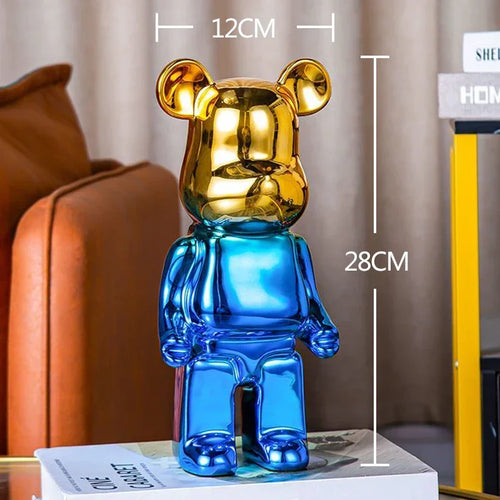 2024 Resin Bear Sculpture | Bold Water Transfer Print Decor for Living Room